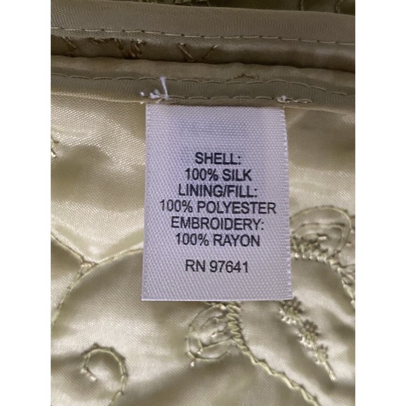 J. Jill Quilted Green 100% Silk Floral Embroidery Button Jacket Size Medium - Picture 6 of 8